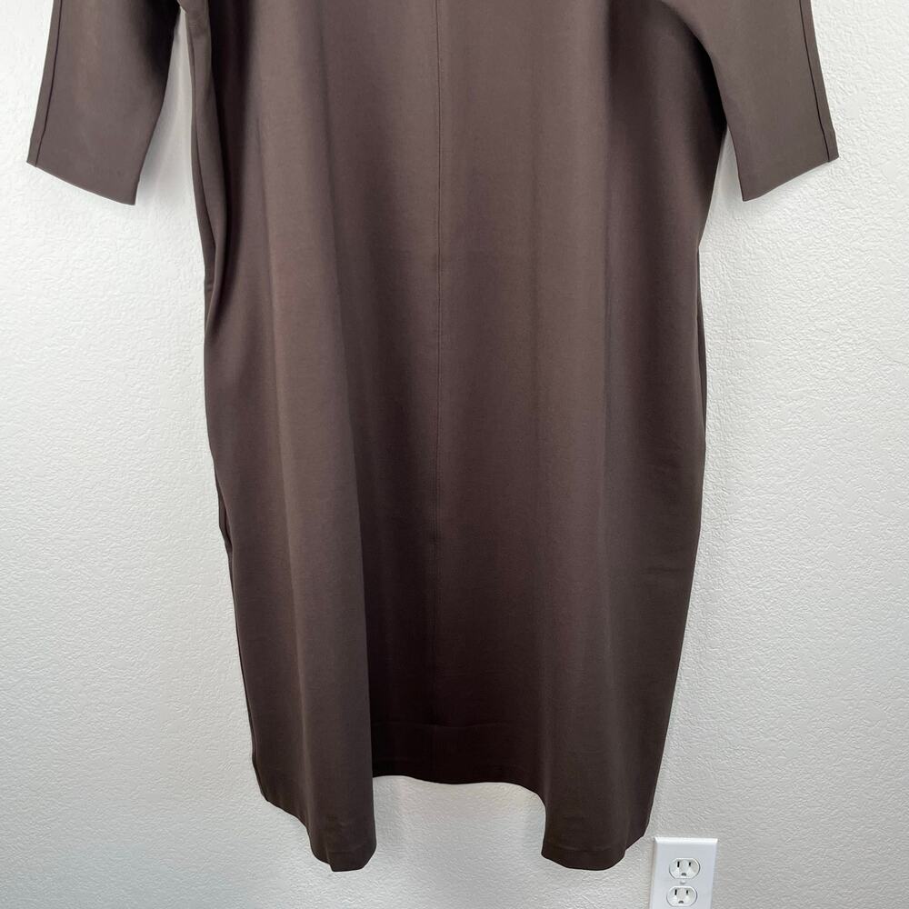 Pari Passu Janice Funnel Midi Dress 3/4 Sleeve Espresso Brown NWT Plus Size D20 - Picture 12 of 16